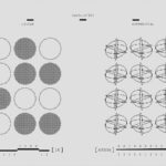Visual representation of geometric calculations comparing bits and qubits in black and white.