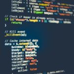 Close-up of colorful programming code displayed on a computer screen, showcasing modern coding concepts.