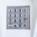 Detailed view of a secure electronic keypad with numbers and letters.