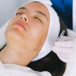 A serene moment during a professional skin care session at a wellness clinic.