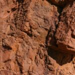 Close-up view of rugged, sunlit rock showing erosion and natural texture.