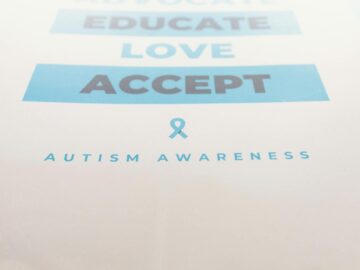 Inspirational poster advocating autism awareness with key messages.