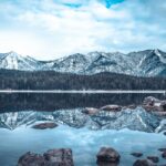 skyline photography of mountain and water