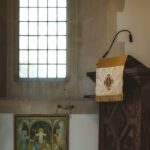white and brown floral window curtain