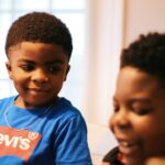 boy in blue crew neck shirt