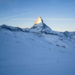 Capturing the majestic Matterhorn in Zermatt with a serene snow-covered landscape under a clear winter sky.