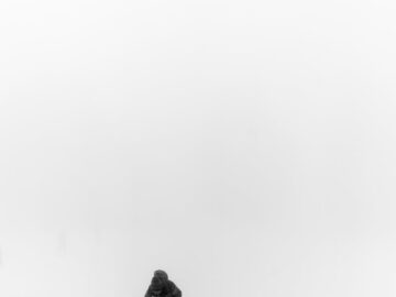 A parent with a child skiing in the misty winter landscape of Crans-Montana, Switzerland.