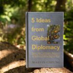 Book titled '5 Ideas from Global Diplomacy' in sunny forest setting.