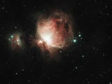Capture of the Orion Nebula at night, highlighting celestial beauty and cosmic details.