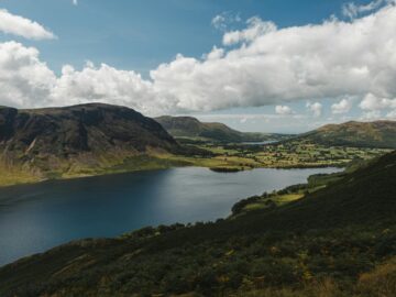 Explore the stunning landscape of Ennerdale Water with mountains and lush greenery.