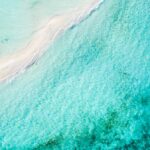 Stunning aerial shot of turquoise waters and sandy beach in Dependencias Federales Venezolanas, Venezuela.