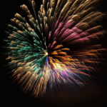 Colorful fireworks burst illuminating the night sky, perfect for celebrations.