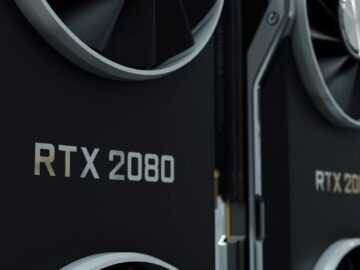 Close-up image of an RTX 2080 GPU, highlighting modern and sleek design.