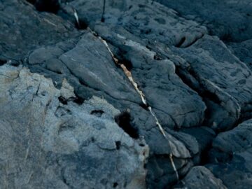 Detailed image of cracked rocks at Cabarita Beach, highlighting unique textures and geology.