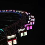 LED Ferris wheel during night